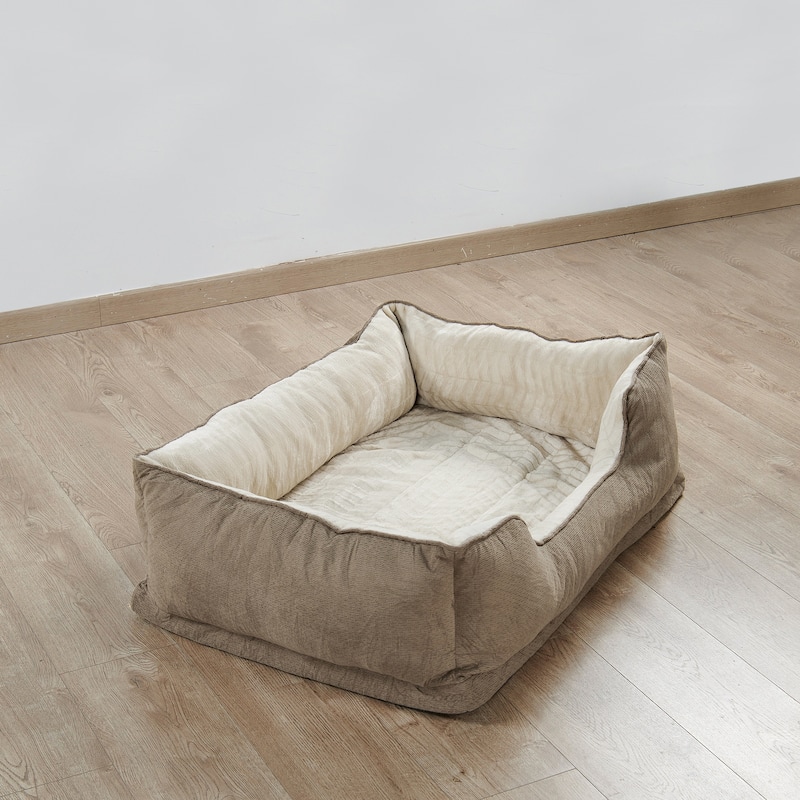 Soft Plush Bolstered Rectangle Dog Bed