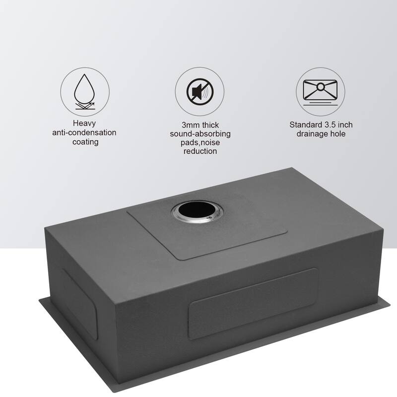 Undermount Kitchen Sink 16 Gauge 9 Inch Deep Single Bowl Kitchen Sink Basin, Includes Drain Assembly (No Additional Accessories)
