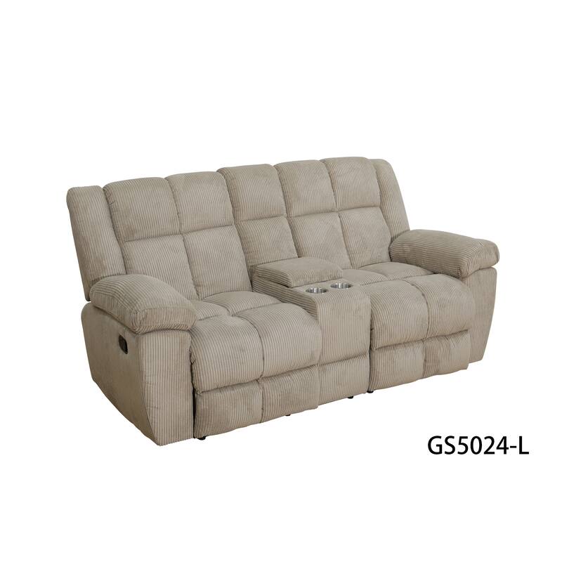 Beige Corduroy 3-Piece Living Room Recliner Sofa set