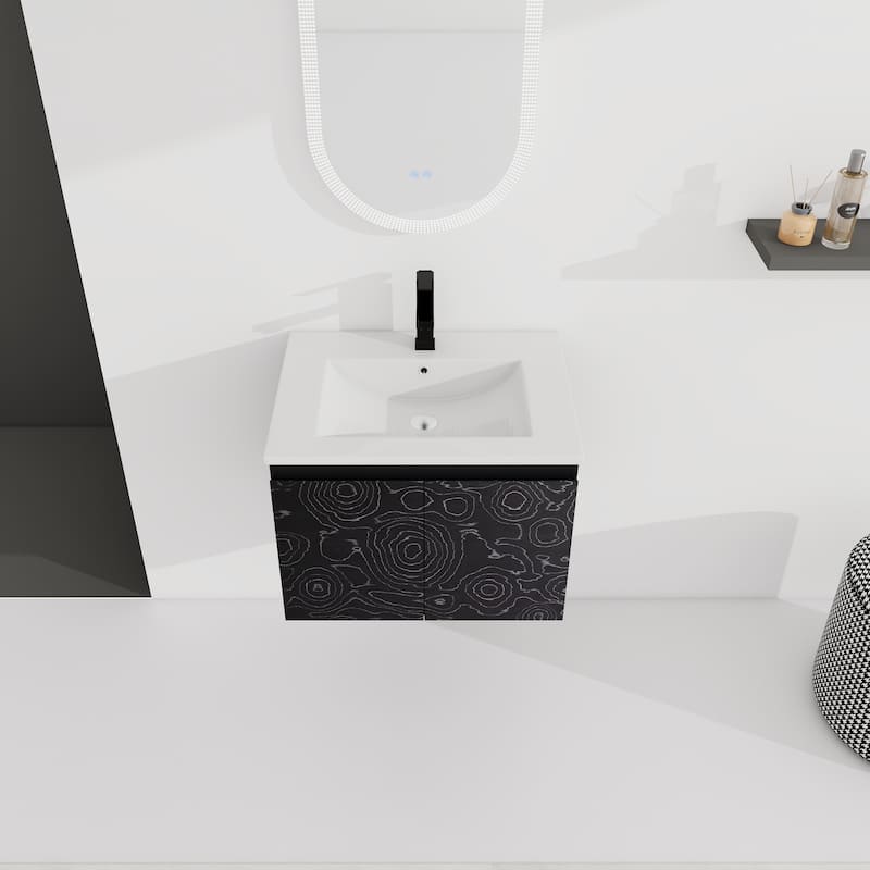 24'' Floating Wall-Mounted Bathroom Vanity With Ceramics Sink & Soft-Close Cabinet Door