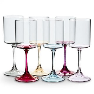 Set Of 6 Assorted Colors Stemmed Wine Goblet