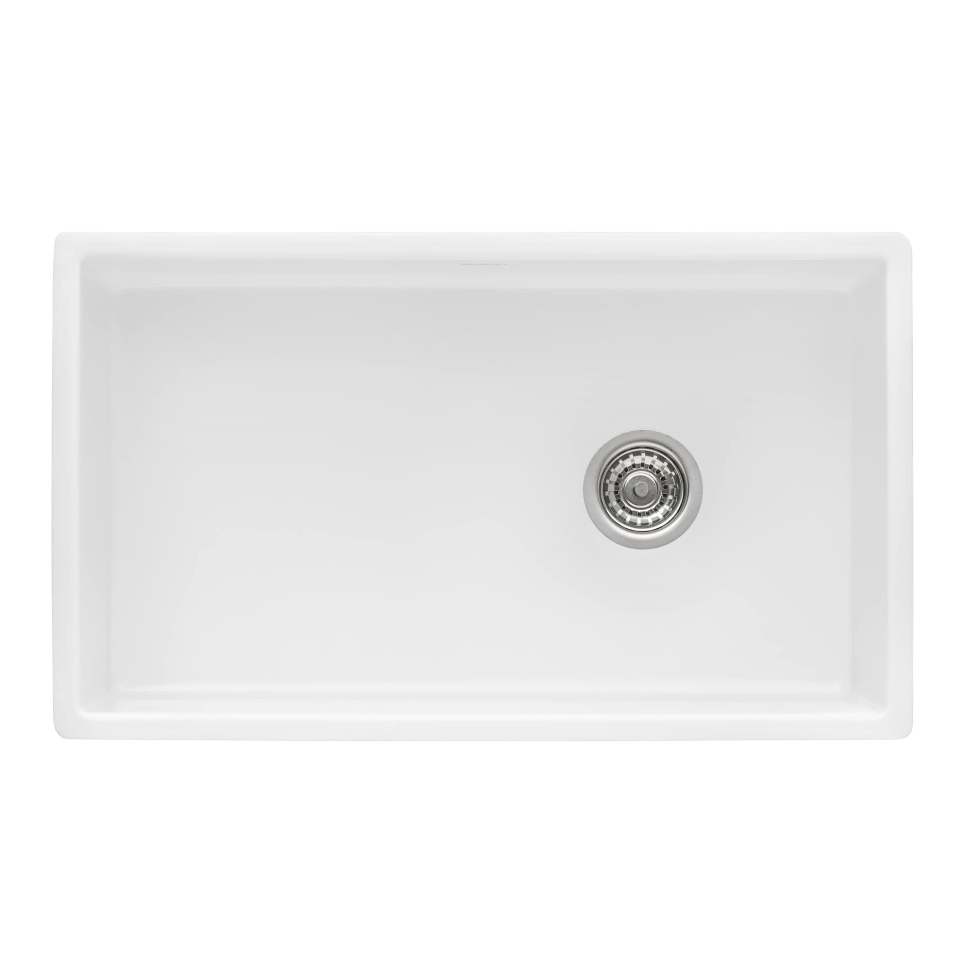 Ruvati 30-inch Fireclay Farmhouse Offset Drain Kitchen Sink Single Bowl  White - Right Drain -
