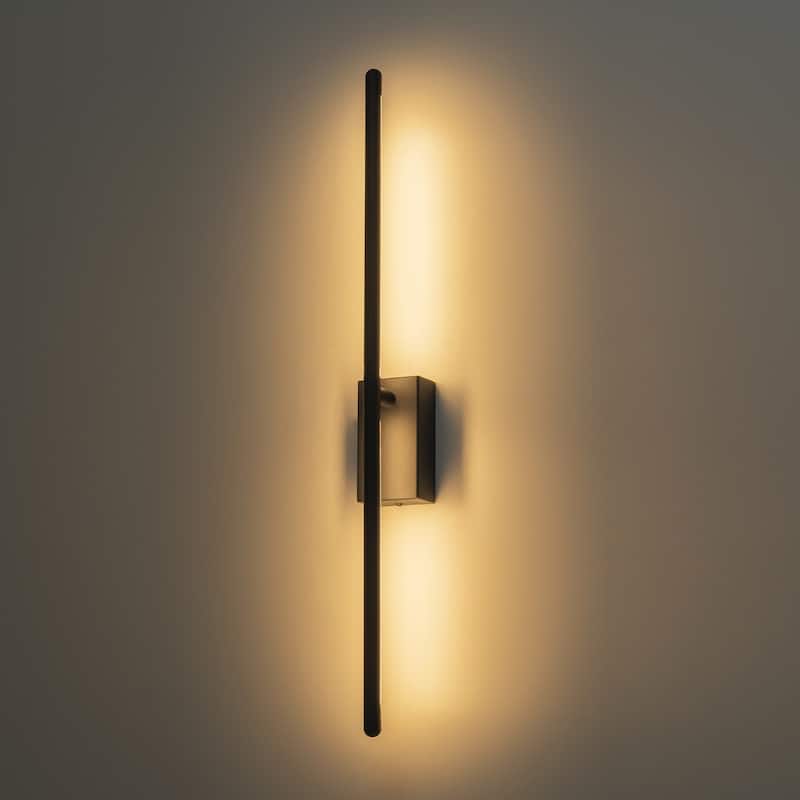 1-Light Modern Gold/Black Linear Bathroom Vanity Light Integrated LED 3000K Rotatable Wall Light