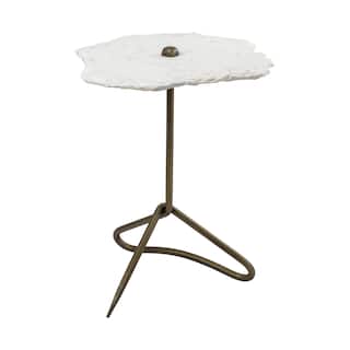 Pinera II White Marble w/ Gold Iron Base Accent Table - 19.0L x 19.0W x 23.0H