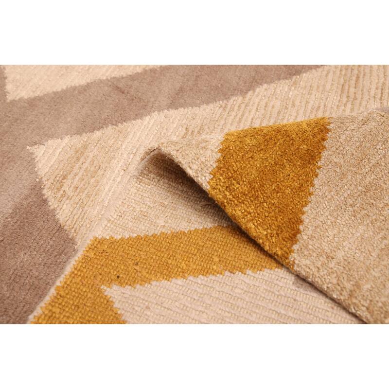 ECARPETGALLERY Hand-knotted Opulence Beige Silk, Wool Rug - 8'0 x 9'10