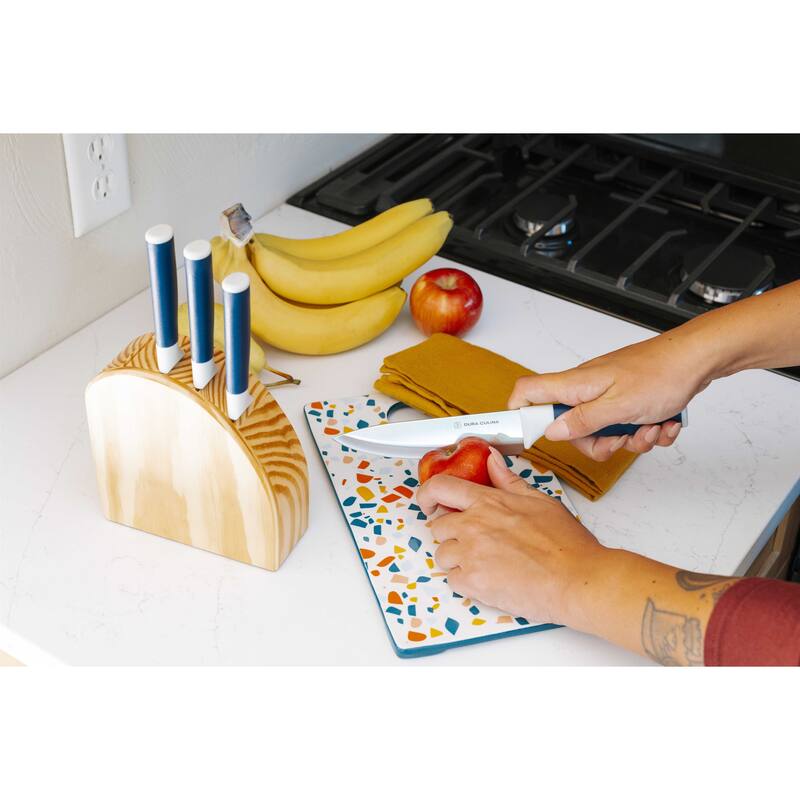 Dura Living 5-Piece Knife Block Set - High Carbon Stainless Steel Blades, Compact Wood Block