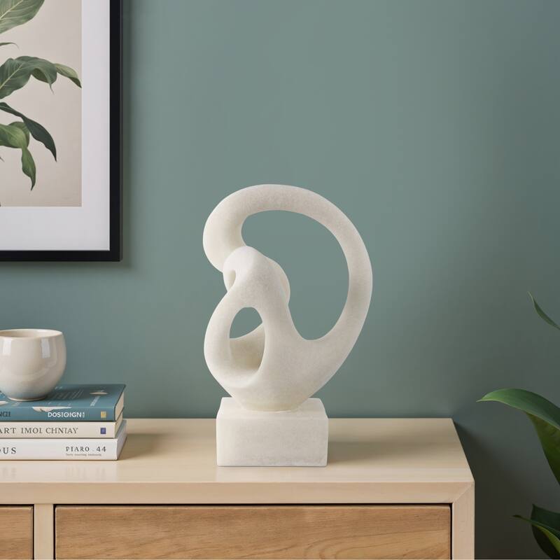 Polyresin Sculpture Abstract Loop Design Modern Accent - 16" White - 9.5" x 6" x 15.5" - White - 9.5" x 6" x 15.5"