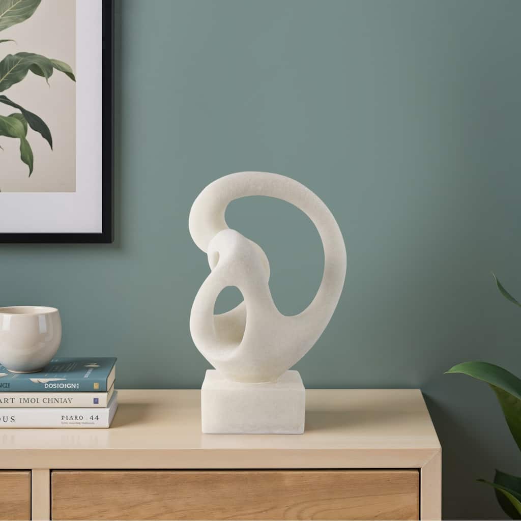 Polyresin Sculpture Abstract Loop Design Modern Accent - 16" White - 9.5" x 6" x 15.5"