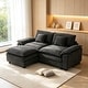 preview thumbnail 44 of 109, Modular Cloud Chenille Sectional Sofa with Ottomans, Deep Seat Convertible L-Shaped or U-Shaped Couch Black/2 Seats with 1 Ottoman - Reversible