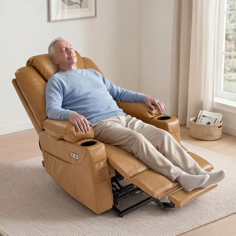 MCombo Electric Power Lift Recliner Chair Sofa with Massage and Heat, 3 Positions, USB Ports, Faux Leather