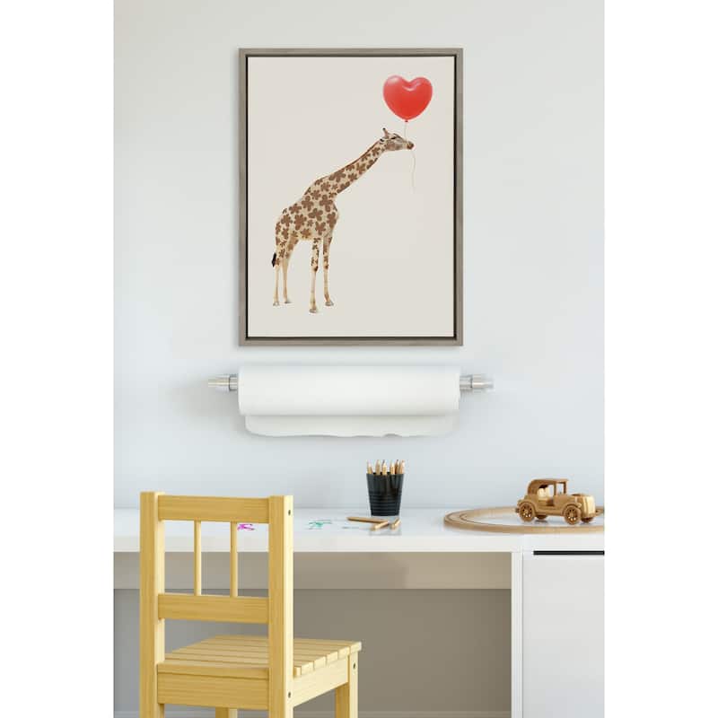 Kate and Laurel Sylvie Giraffe Love Framed Canvas by July Art Prints