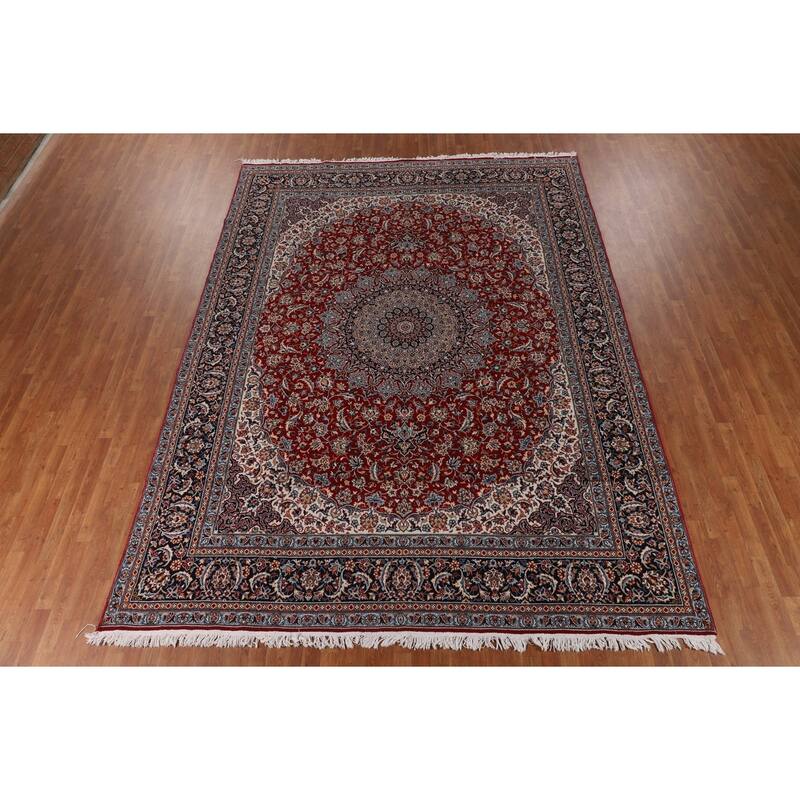 Red Kashan Turkish Area Rug Traditional Machine Made Carpet - 9'6" x 12'10"