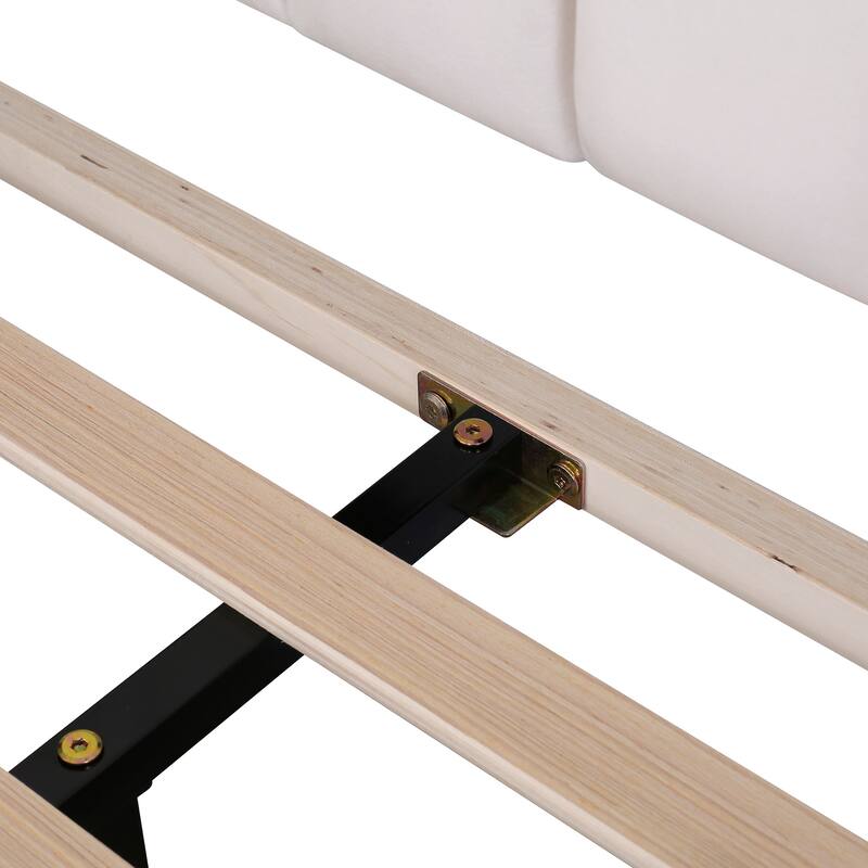Modern Queen Size Platform Bed, Velvet Upholstered Bed Frame with Flower Pattern Headboard and Solid Wood Slats Support