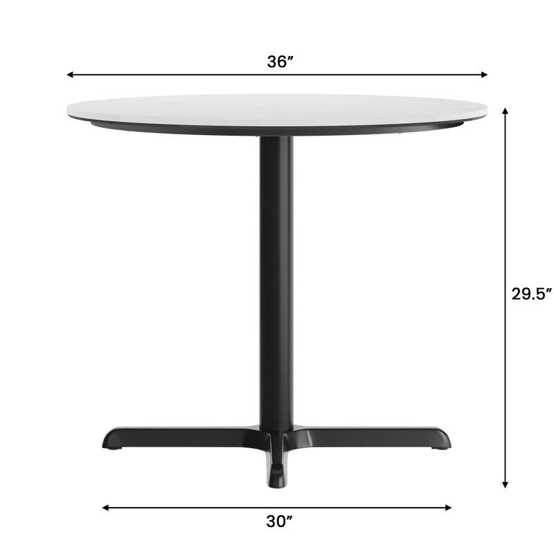 Commercial HPL Tabletop with Table Height Crisscross Base - 36"W x 36"D x 29.5"H