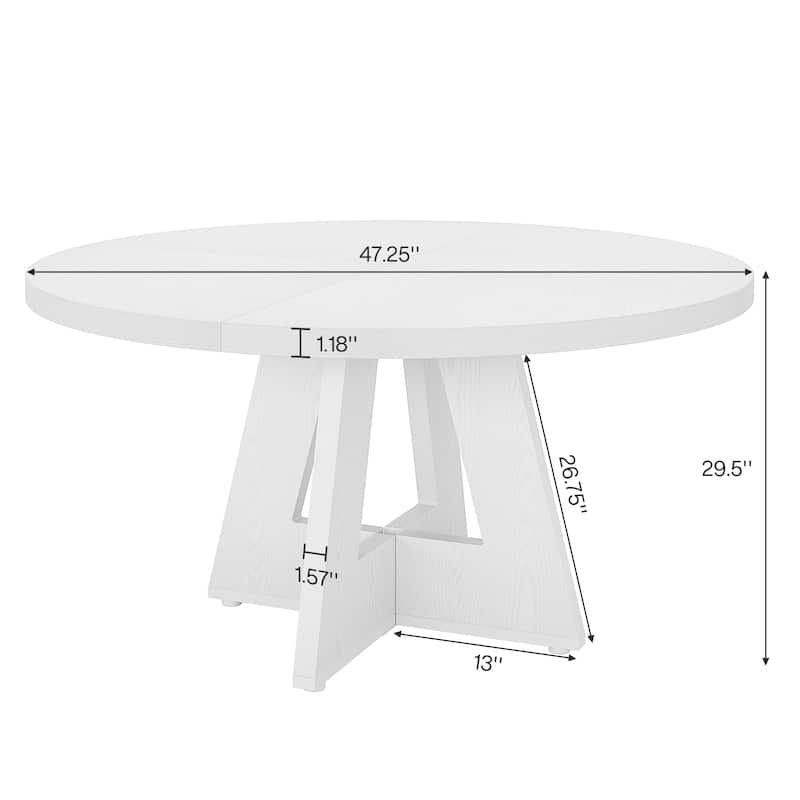 Round Dining Table for 4, 47 Inch Farmhouse Kitchen Table Small Dinner Table