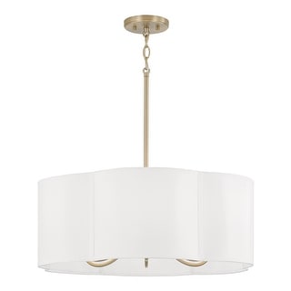 24" W x 9" H 6-Light Pendant in Matte Brass with White Fabric Shade - 24"W x 9"H