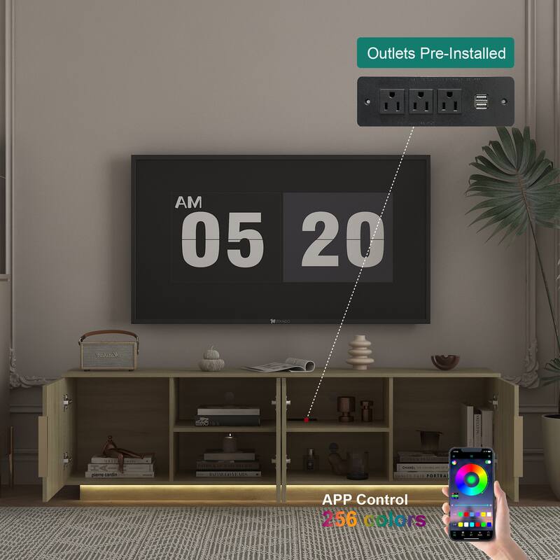 LED TV Stand Floor Standing TV Cabinet Entertainment Center for 55 60 65 Inch TVs