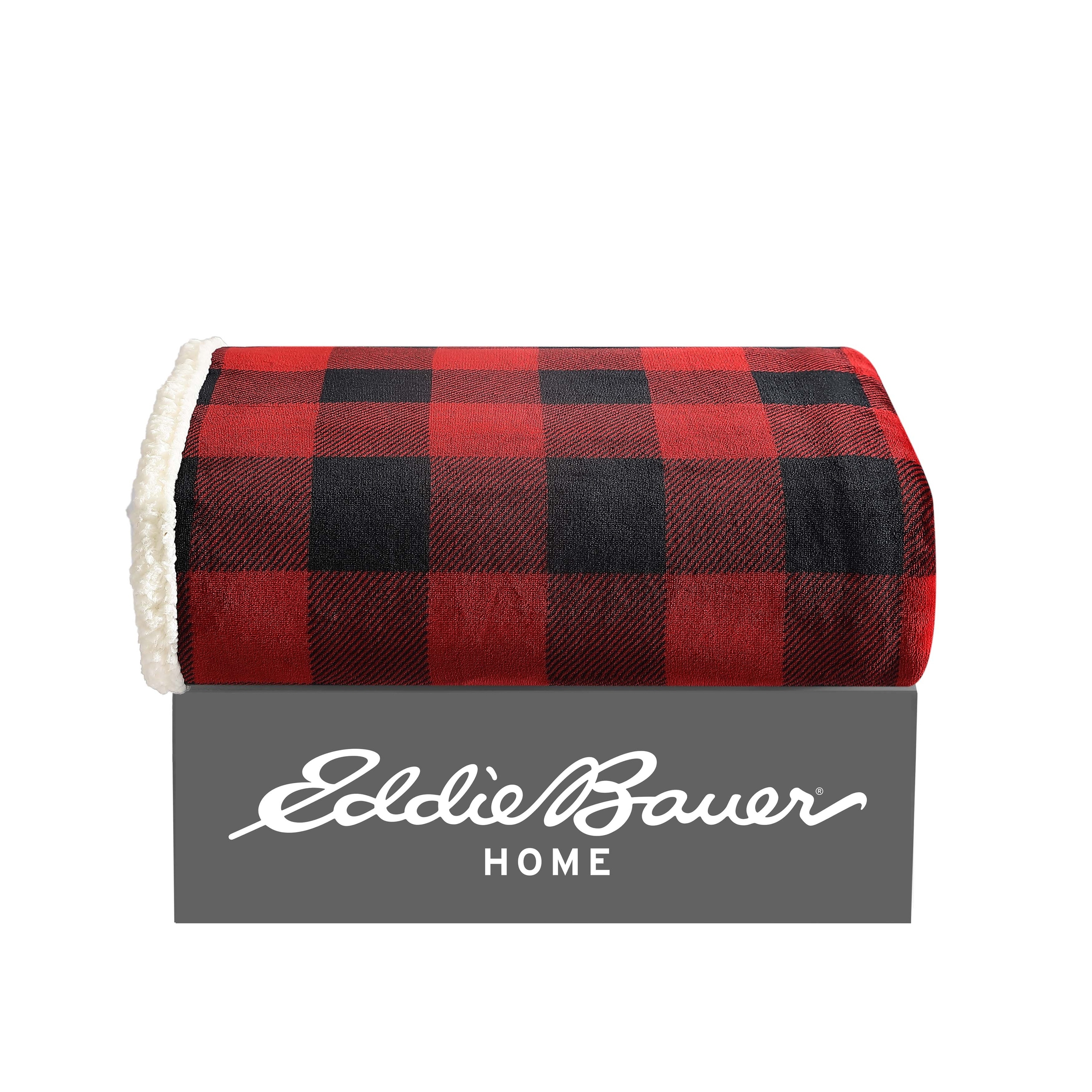 Eddie Bauer Cotton Flannel Cabin Plaid Sherpa Reverse Throw Blanket 50X60 On Sale Bed Bath Beyond 16914949