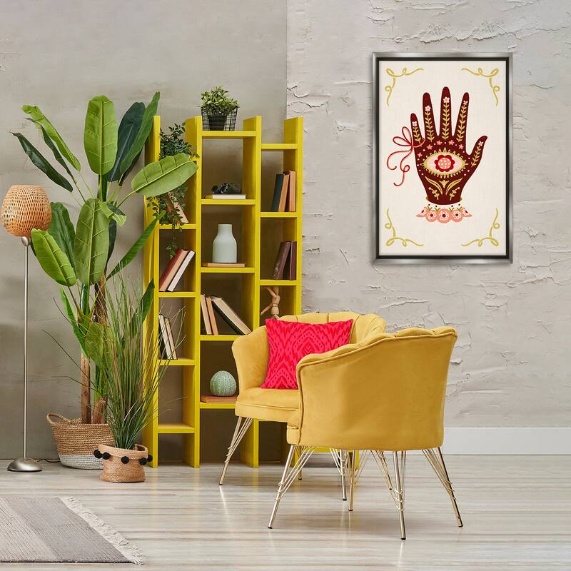Stupell Boho Folk Style Hand Framed Floater Canvas Wall Art Design By Hannah Moren