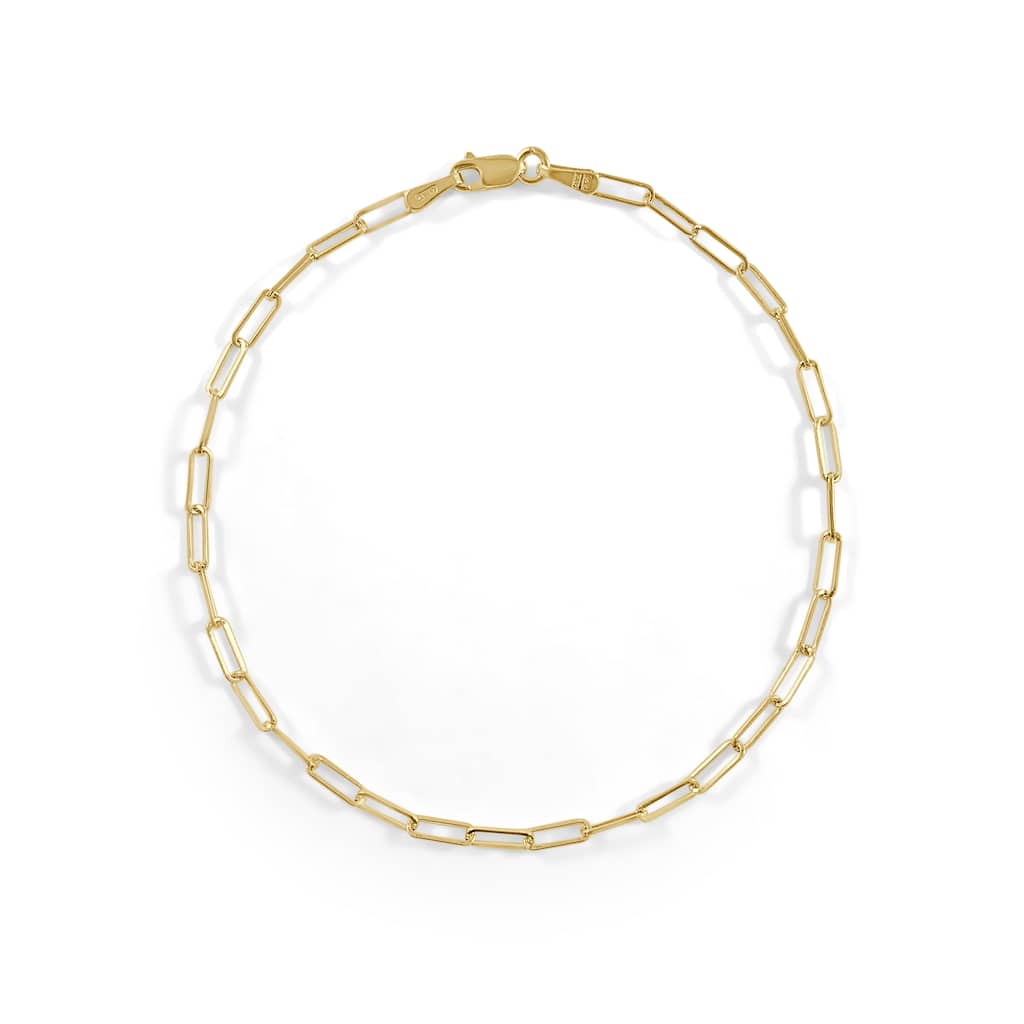 Joelle Collection Gold Small Link Chain Women's Bracelet - 14K Paperclip Link Chain 2.5 mm For Her