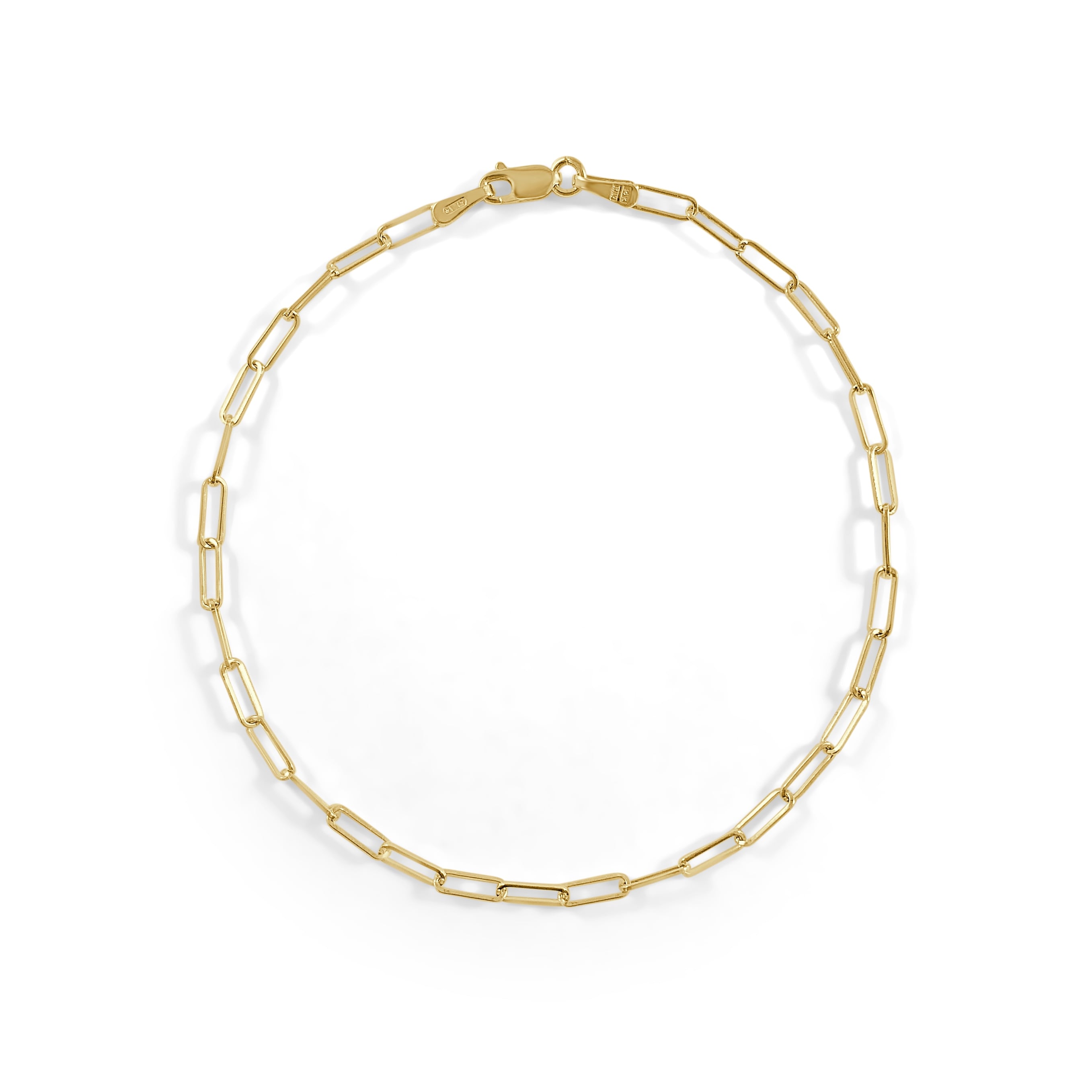 Joelle Collection Gold Small Link Chain Women's Bracelet - 14K Paperclip Link Chain 2.5 mm For Her