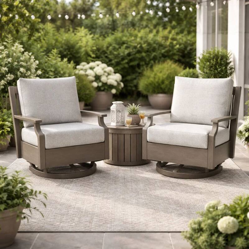 Inaya Outdoor Swivel Glider Chair with Cushion, Brown Coated Metal