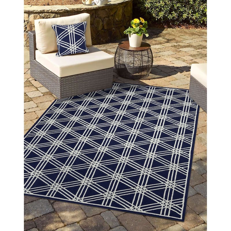 Liora Manne Capri Hex Indoor/Outdoor Rug - 5' x 7'6" - Navy