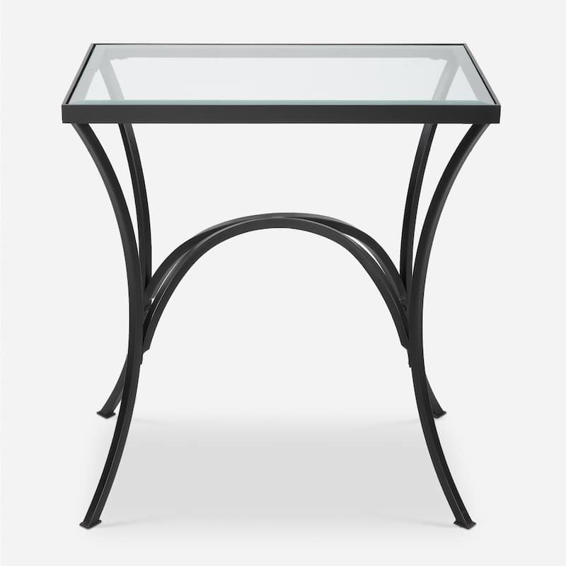 Tempered Glass End Table - 24" - Black and Clear