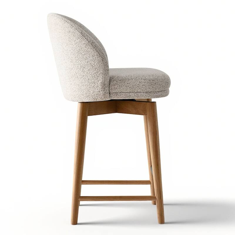 25.5" Swivel Upholstered Counter Stool Solid Wood Leg(Set of 2)