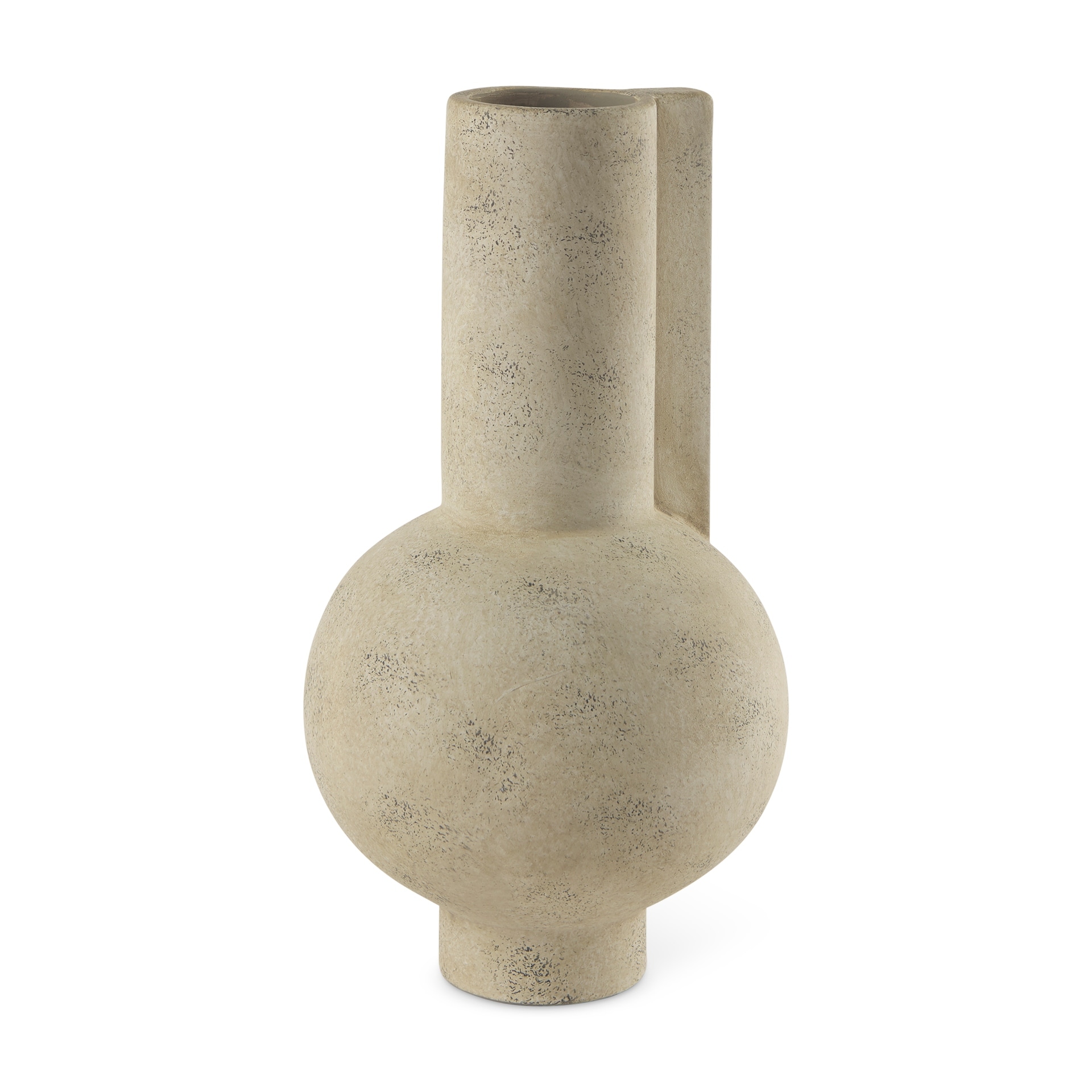 Mercana Sariah Beige Ceramic Vase (13") - 7.1L x 7.1W x 12.6H