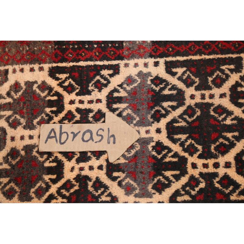 Geometric Balouch Persian Wool Area Rug Hand-knotted Office Carpet - 3'7" x 6'4"