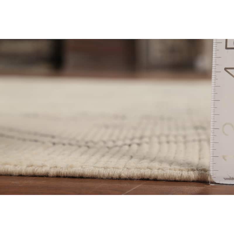 Moroccan Area Rug Handmade Beige Geometric Wool Carpet - 7'10"x 12'9"