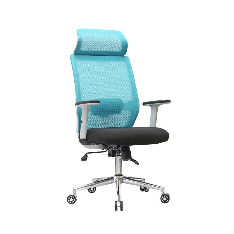 Porthos Home Briggs Swivel Mesh Office Chair with Chrome Roller Base - Aqua