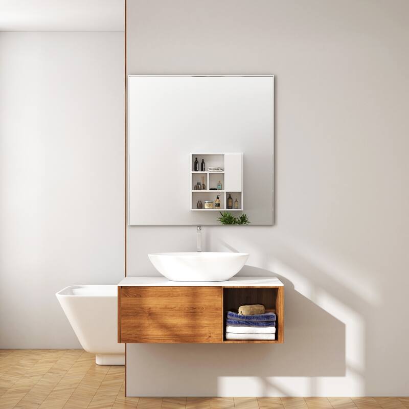 TOOLKISS Right Angle Aluminum Frame Bathroom Vanity Mirror with Clear Glass