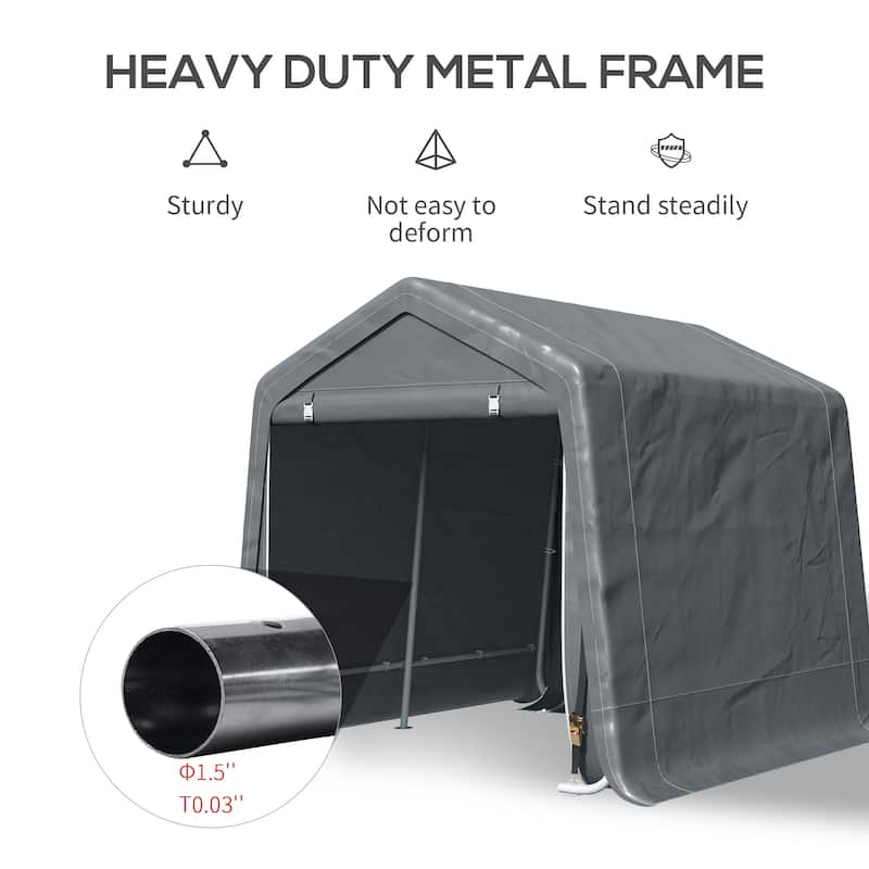 Outsunny 9.2' x 7.9' Garden Storage Tent, Heavy Duty Bike Shed, Patio Storage Shelter w/ Metal Frame and Double Zipper Doors