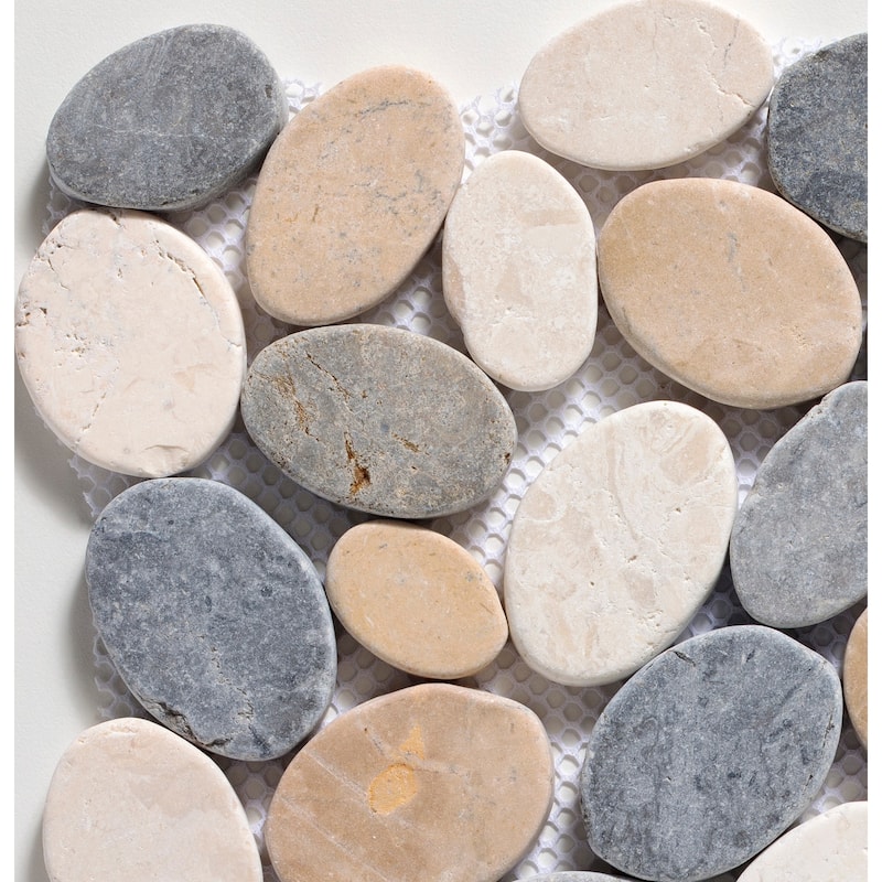 Coin Marble 11 in. x 11 in. Marble Mesh-Mounted Mosaic Wall and Floor Tile