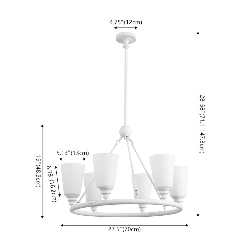 Denis 27.5" 6-Light Modern Iron/Glass LED Chandelier