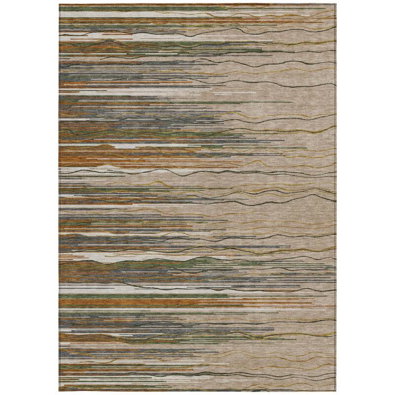 HomeRoots Striped Transitional Rectangle Outdoor Rug