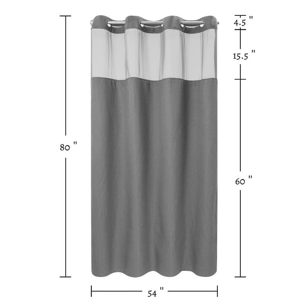 dimension image slide 1 of 18, No Hook Waffle Weave Shower Curtain with Snap-in Liner