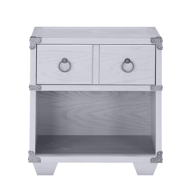 1 Drawer Nightstand With One Open Compartment in Gray Finish