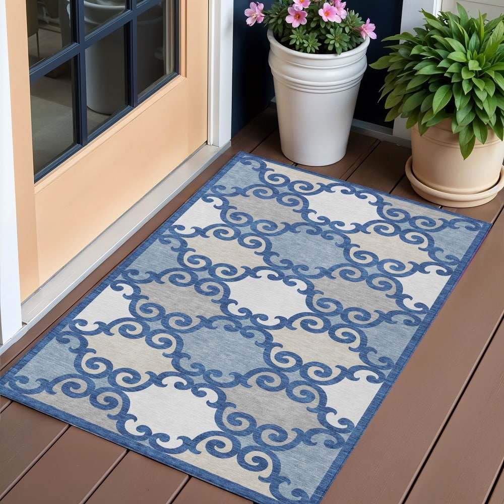 HomeRoots Trellis Transitional Rectangle Outdoor Rug