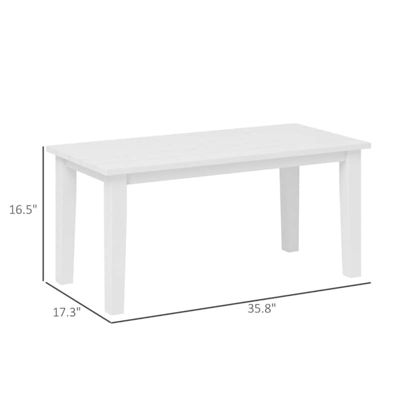 HDPE Outdoor Coffee Table with Slatted Table Top - 35.8" L x 17.3" W x 16.5" H
