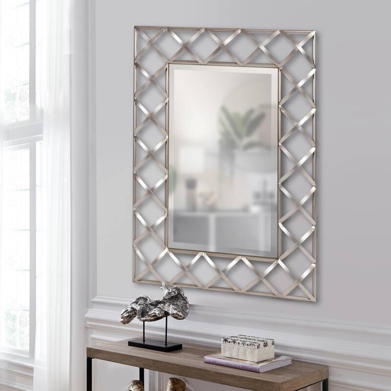 Allan Andrews Rectangular Wall Mirror with Lattice Iron Frame - 32"H x 24"W