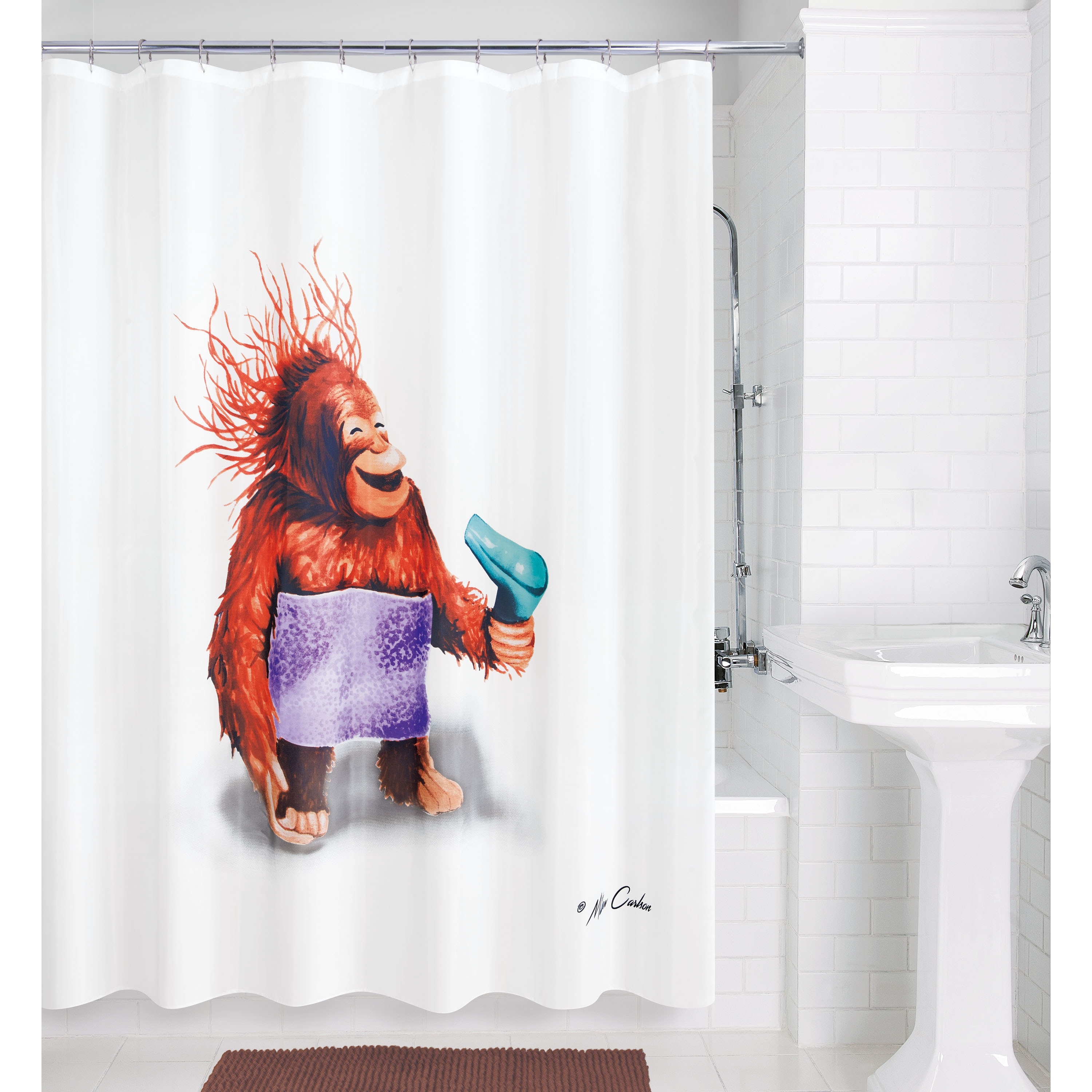 Allure Blow Dryer Monkey Shower Curtain