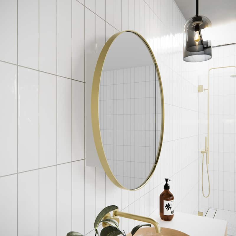 One Door Steel Frame Round Shape Medicine Cabinet