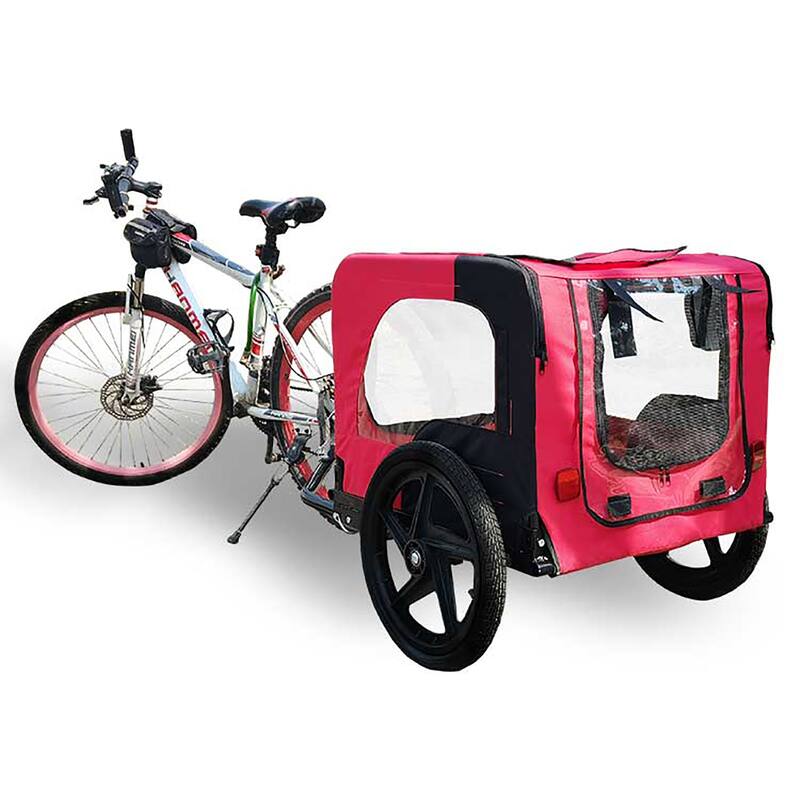 Foldable Dog Bike Trailer with Steel Frame, 16-Inch Wheels, and 88lb Capacity