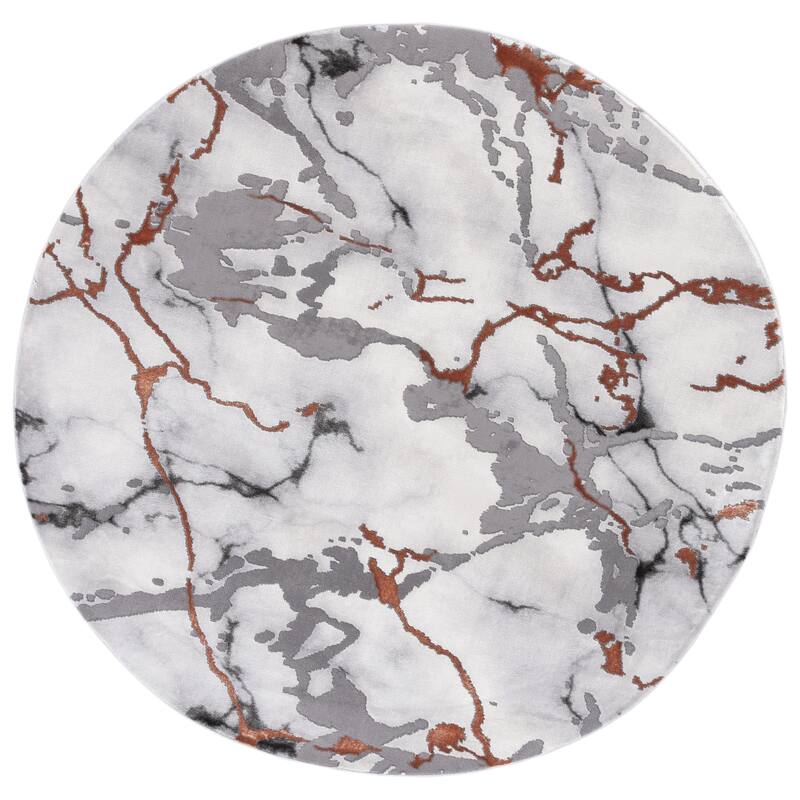 SAFAVIEH Craft Husniye Modern & Contemporary Rug - 6'7" Round - Grey/Orange