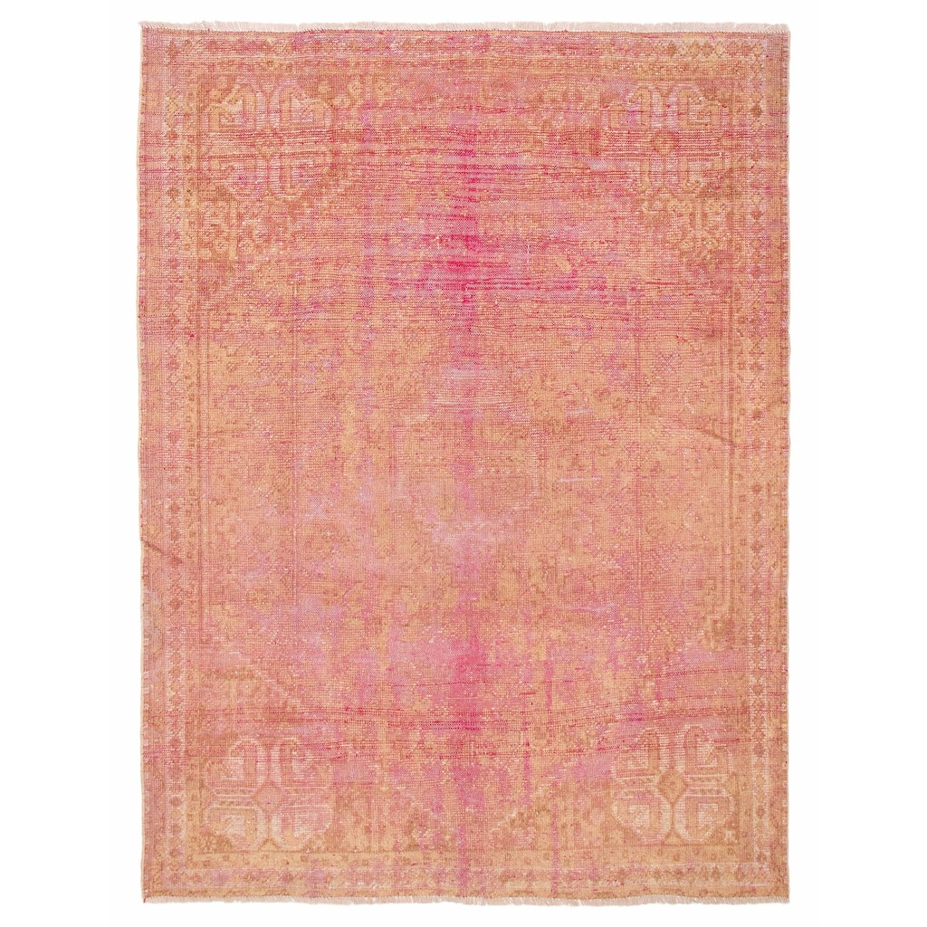 ECARPETGALLERY Hand-knotted Antalya Vintage Pink Wool Rug - 6'2 x 8'3