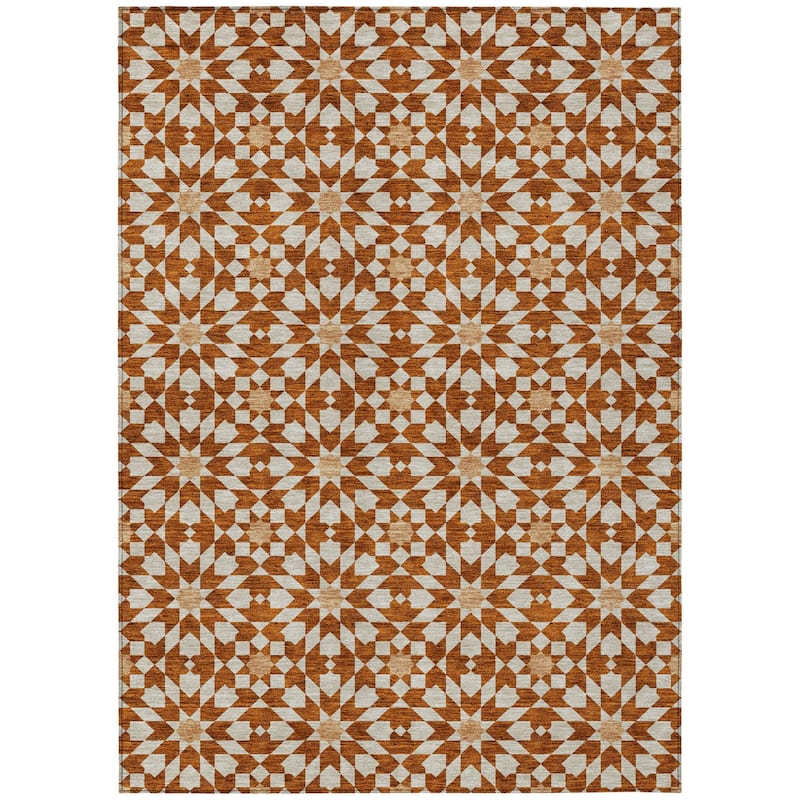 HomeRoots Floral Medallion Transitional Rectangle Outdoor Rug