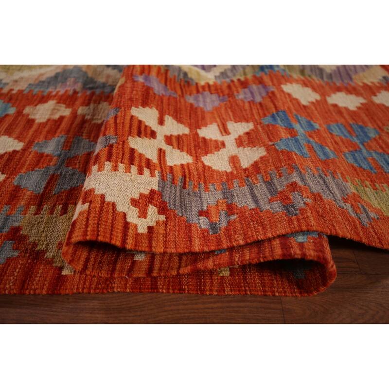 Multicolor Kilim Oriental Large Area Rug Hand-Woven Wool Carpet - 10'4"x 15'7"